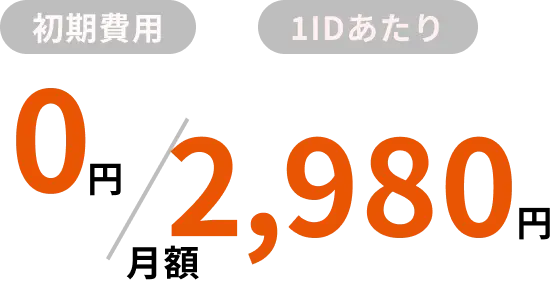 初期費用0円/1IDあたり月額2,980円