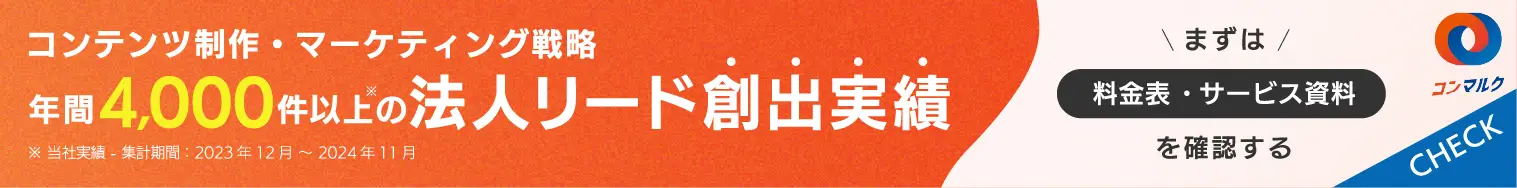 /media/コンテンツ制作・マーケティング戦略  年間4000件以上の法人リード創出実績  まずは料金業・サービス資料を確認する